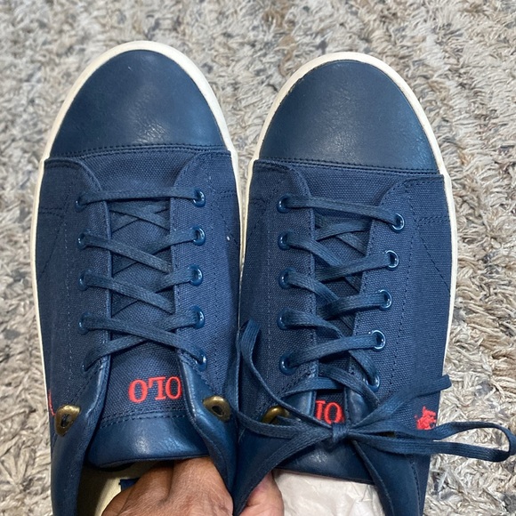 NWOB Polo by Ralph Lauren navy Blue canvas Sneakers Classic Design sz 10 - Picture 6 of 14
